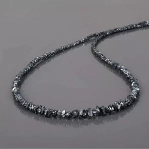 AAA+ Natural Rough Black Diamond Nugget Beads 925 Silver Women Necklace 18" Gift - Picture 1 of 5