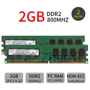 Hynix 4GB 4G 2x 2GB 2Rx8 PC2-6400U DDR2 800MHz CL6 DIMM RAM intel Desktop Memory - Picture 1 of 7
