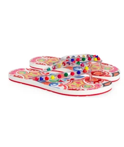 Christian Louboutin Women Donna Loubi Flip Flops Sandals Rainbow White Sz 36 NIB - Picture 1 of 17