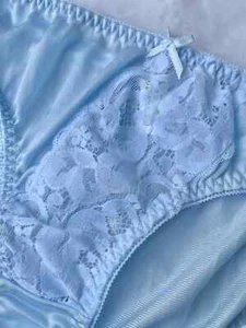 Bragas de nailon vintage azul bebé bikini de encaje floral transparente calzoncillos resbaladizos talla 7-8 - Imagen 1 de 19