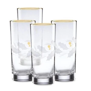 NIB LenoxHoliday Gold 4-Piece Highball Glass Set 16oz - Picture 1 of 8