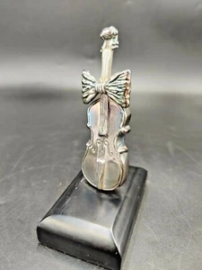 Vintage Wunderbarer Handwerker 925 Silber Musik Violine/Cello auf einem Holzständer 4,5 Zoll - Bild 1 von 7
