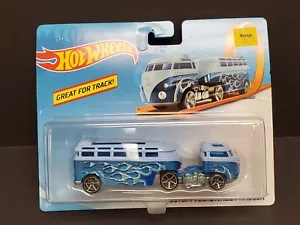 2018 Hot Wheels Custom Volkswagen Hauler VW Van Blue Flame - Picture 1 of 4
