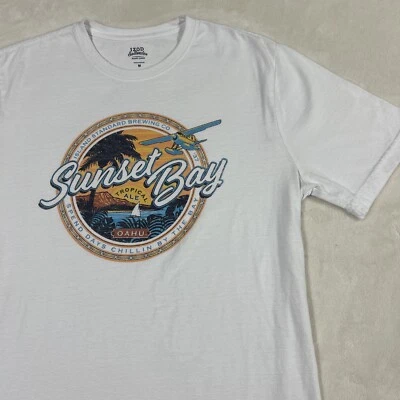 Camiseta masculina gráfica Oahu Sunset Bay Tropical Ale média IZOD água salgada - Imagem 1 de 4