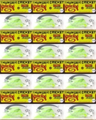 (12) Plantillas Strike King 3/4 OZ Thunder Cricket Bladed Chartreuse Azul Brillo Nuevas Foto 1 de 4