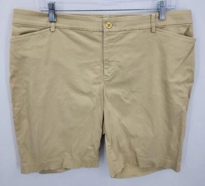 Lauren Ralph Lauren Shorts Womens 14W Tan Khaki Flat Front Bermuda Preppy Classy - Image 1 of 4