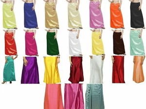 Women Underskirt Satin Silk Saree Solid Inskirt Underskirt Skirt Sari inner   - Picture 1 of 15