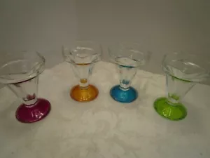 SET 4 BICCHIERI VINTAGE Libbey Crisa BICCHIERE GELATO SUNDAE MULTICOLORE ANNI 90 - Foto 1 di 6