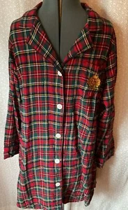 Lauren Ralph Lauren Flannel Nightgown 1X Night Shirt Nightie Plaid Button - Picture 1 of 4