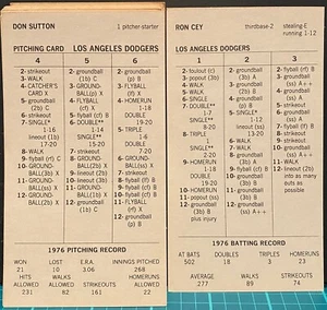 1976 LOS ANGELES DODGERS, STRAT-O-MATIC Baseball, ORIGINAL, EXCELLENT, 24 cards - Picture 1 of 1