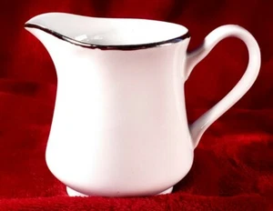 Gibson Elite China Creamer White w/ Silver Trim - Picture 1 of 8