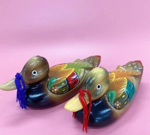 Patos de boda coreanos gansos madera mandarín 2ea hechos a mano, celebración - Imagen 1 de 11