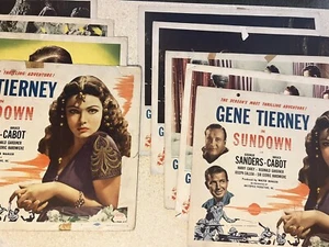 Carte vintage 1948 Sundown Lobby - 9 carte - Gene Tierney, George Sanders, Cabot - Foto 1 di 22