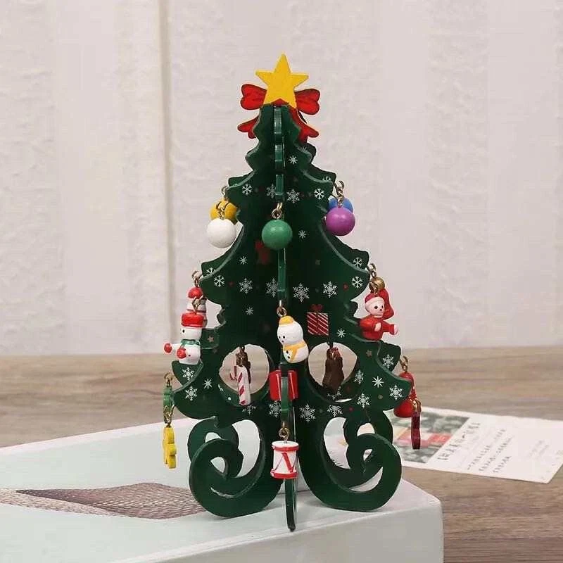 Miniature wooden christmas tree, Desktop Decor, Kids Xmas Toys, Table Decoration - Image 1 of 4