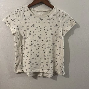 Old Navy Peace Sign Printed Short Sleeved Top Size 10/12 Girls Large - Picture 1 of 6