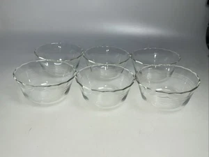 LOT of 6-Pyrex #463 Clear Glass Custard Cup Scalloped Rim 6oz Bowl VINTAGE - Picture 1 of 11