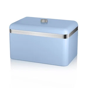 SWAN Retro Blue Breadbin Vintage Design Kitchen Storage in Blue SWKA1010BLN - Picture 1 of 4