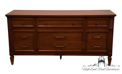 DIXIE FURNITURE Solid Pecan Italian Neoclassical Tuscan Style 64" Triple Dres... - Image 1 of 4