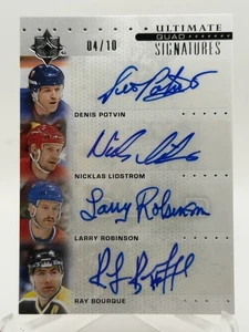 2024-25 UD Ultimate Potvin, Lidstrom, Robinson & Bourque Quad Auto /10 #QS-PLRB - Bild 1 von 2