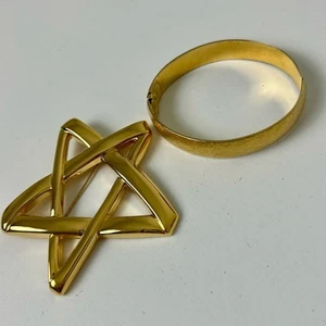 Vintage MONET Armband & Brosche Stern Pin Gold Schmuck Retro 80er 90er - Bild 1 von 8