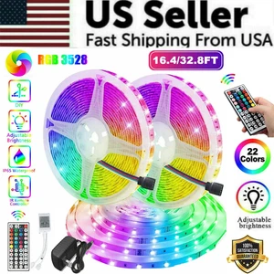 32 Fuß LED SMD Streifen Licht Flexibel 3528 RGB Fernbedienung Lichterkette Zimmer TV Party Bar - Bild 1 von 12