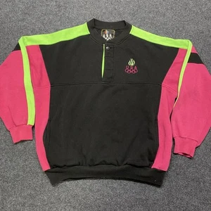 Sudadera De Colección Juegos Olímpicos de Estados Unidos Para Hombre Mediana Negra Rosa Verde JC Penney Años 90 Retro - Imagen 1 de 7