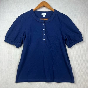 J. Crew Neu mit Etikett gesmoktes Henley Strick Top Shirt Größe SMALL 100 % Baumwolle marineblau - Bild 1 von 12