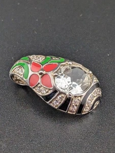 Anhänger Silber 925 Sterling Schmuck vintage David Sigal Emaille floral  - Bild 1 von 16