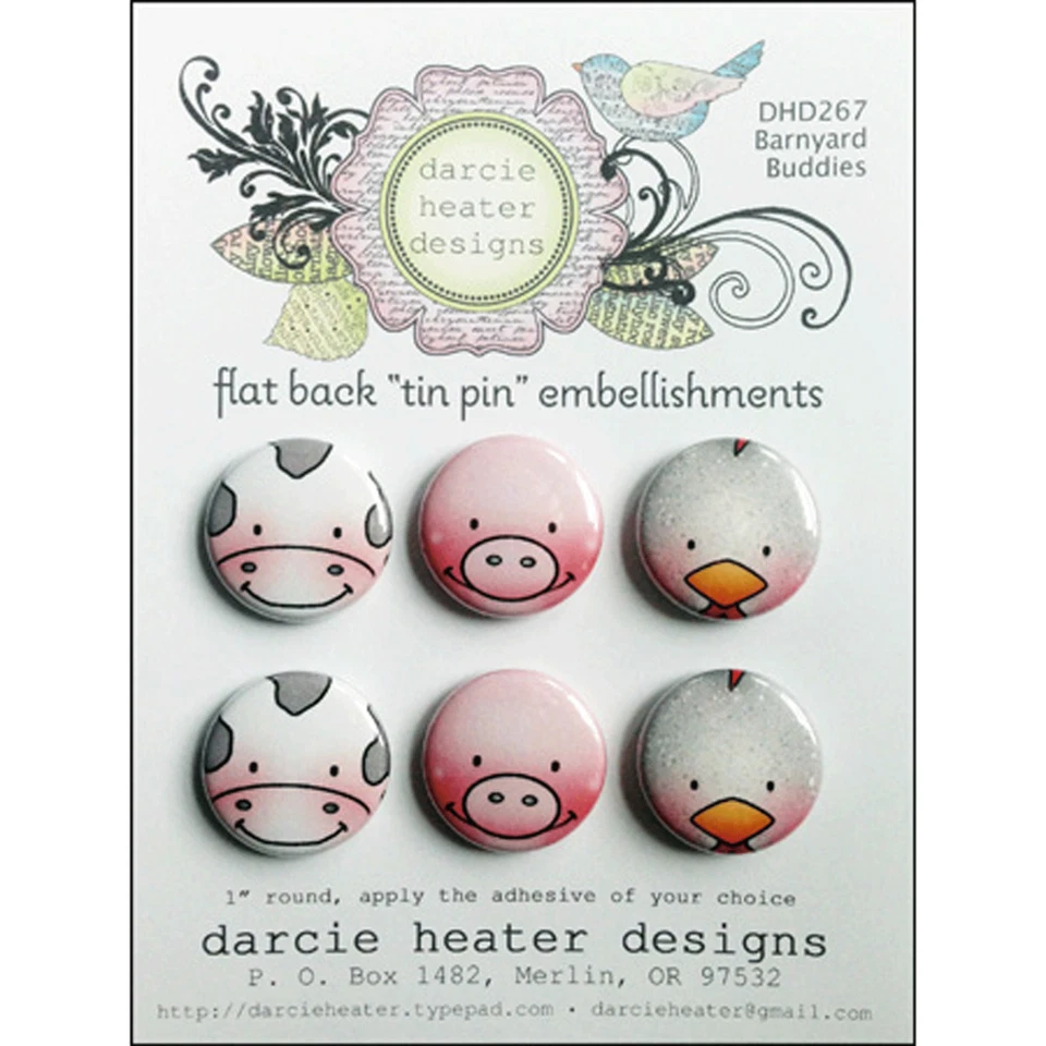 Juego de granero PIN DE HOJALATA TRASERO PLANO POLLO CERDO VACA Juego de adornos Darcies DHD267 NUEVO Foto 1 de 1