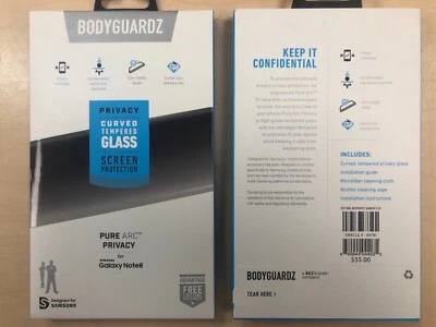 BodyGuardz Pure Arc Privacy Samsung Galaxy Note 9 / Note 8 Curved Tempered Glass - Image 1 of 3