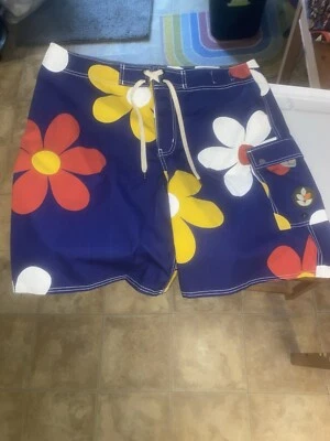 Pantalones Cortos Ever Clothing Talla 38 Azul Pantalones Cortos de Natación Lona Hechos en EE. UU. Estampado Floral Foto 1 de 4