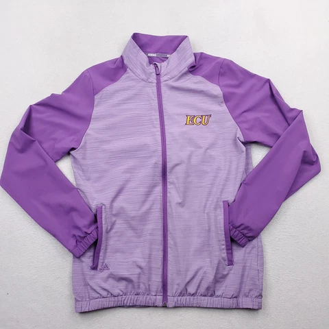Adidas ECU East Carolina Pirates Jacket Womens Sz L Purple Track Jacket Full Zip Cover