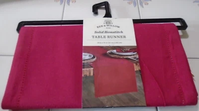 Bee and Willow Home Solid Red Table Runner Hemstitch 14" x 72" NWT - Image 1 of 4