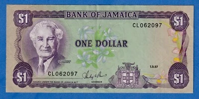 Jamaica 1 Dollar 1987 P-68Ab Circulated Note (EF) - CL062097 - Image 1 of 4