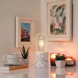 WEST & ARROW Terrazo Novelty Speckled Table Lamp White NEW - Picture 1 of 6