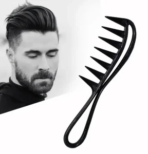 2pcs Barber Wide Shark Toothed Rake Hollow Comb Thick & Afro Hairstyling - Picture 1 of 3