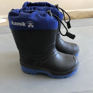 Kids Kamik Snowkone Cold Waterproof Boot -Black/Cobalt. Size: 8 (Toddler) - Picture 1 of 3