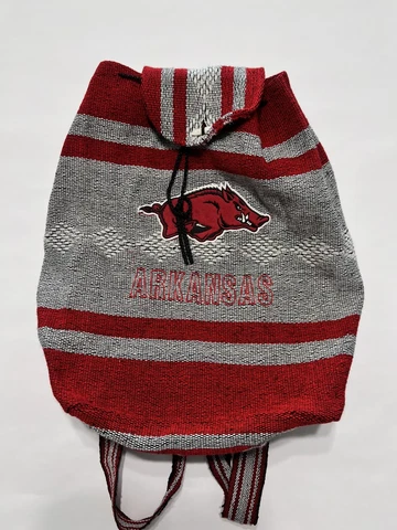 Arkansas Razorbacks Knit Backpack Red Gray 17x15” Drawstring Cover