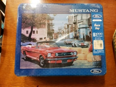 FORD MUSTANG 1000 PIECE JIGSAW SEALED PUZZLE TIN 100 YEARS  RACE DAY FORD MOTOR - Image 1 of 4