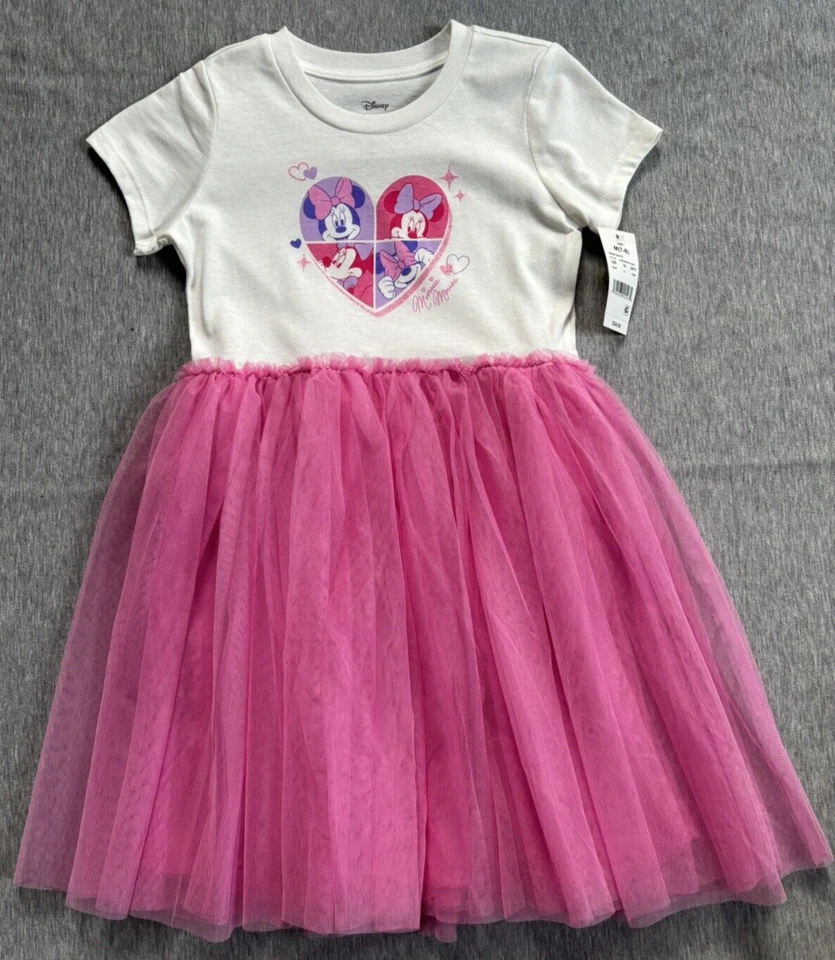 Disney MINNIE MOUSE Girls 6/7 Dress Pink Love Heart
