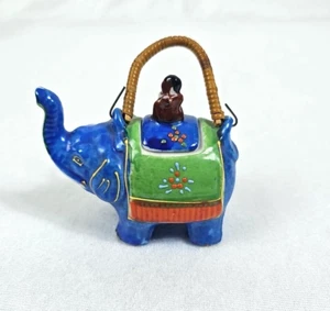 Vintage Miniature Japanese Japan Pottery Elephant Rider Mini Teapot - Picture 1 of 8