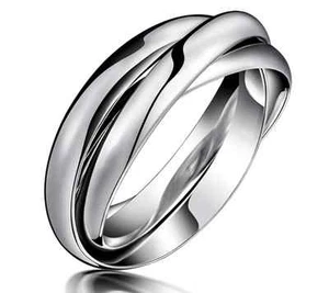 Unisex Stainless Steel 316L Silver Interlocking Trinity Band Rolling Ring - Picture 1 of 3