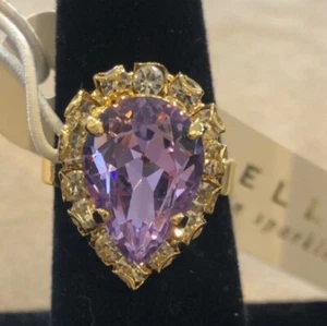NWT Sorrelli Giselle Pear Amethyst Lavender Halo Cocktail Ring Adjustable - Picture 1 of 4