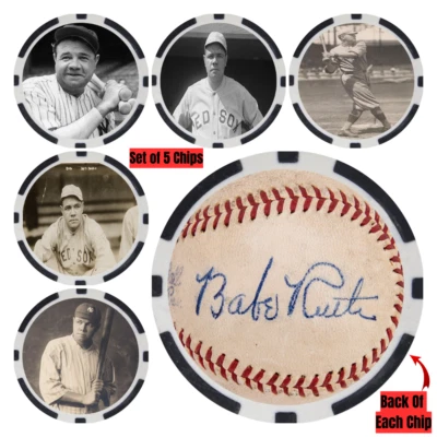 Babe Ruth SIGNED Baseball Legends Poker Chip Set (5) - Image 1 of 2