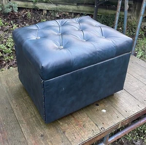 Blue Chesterfield Ottoman Footstool Pouffe FREE DELIVERY - Picture 1 of 2