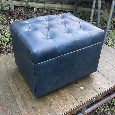 Blue Chesterfield Ottoman Footstool Pouffe FREE DELIVERY - Image 1 of 2