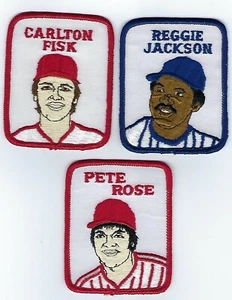 Pete Rose-Reggie Jackson-Carlton Fisk 1979 Penn Emblem Baseball Patches-Lot of 3 - Picture 1 of 1
