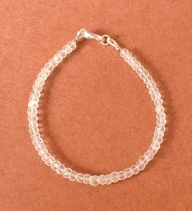 Natural Crystal Quartz 3-4MM Faceted Rondelle Gemstone Beaded Bracelet 6-8" Gift - Picture 1 of 9