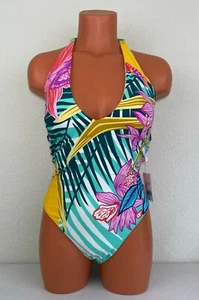 Trina Turk Women's V-Plunge One Piece Swimsuit Multi//Terra Nostra Size 6 - Picture 1 of 4