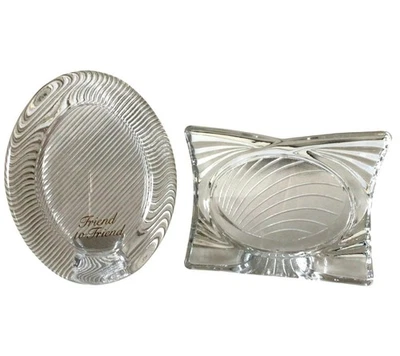 Conjunto de marco de fotos de cristal Mikasa Essence diseño ovalado y rectangular Foto 1 de 4